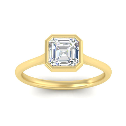 Asscher Cut Petite Bezel Solitaire Engagement Ring