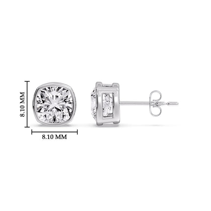 Bezel Set Cushion Diamond Stud Earrings