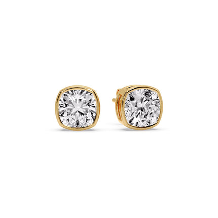 Bezel Set Cushion Diamond Stud Earrings