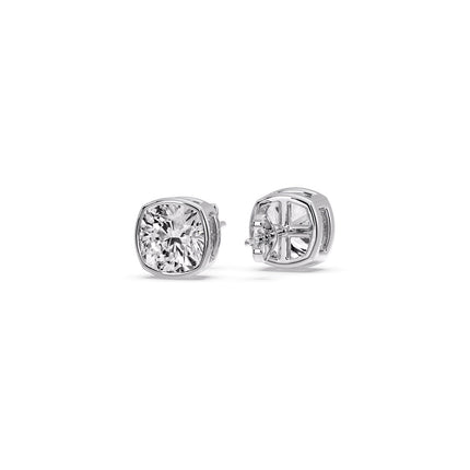Bezel Set Cushion Diamond Stud Earrings
