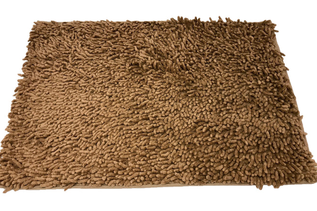 DaDa Bedding Coffee Brown Shaggy Soft Chenille Noodle Carpet Rug Bath Mat