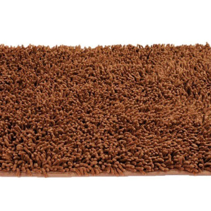 DaDa Bedding Coffee Brown Shaggy Soft Chenille Noodle Carpet Rug Bath Mat
