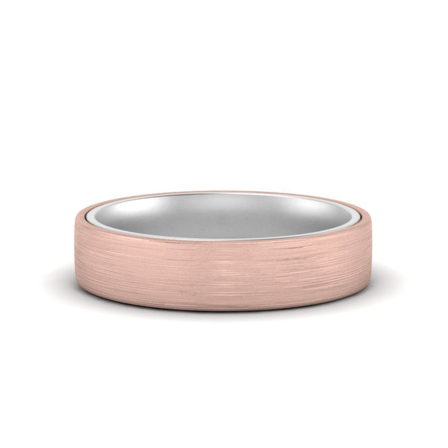 Brushed 2 Tone Mens Wedding Ring