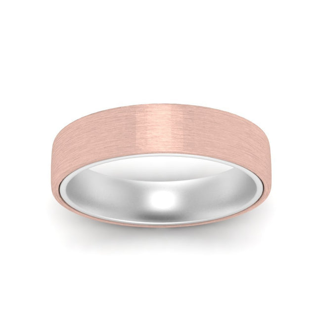 Brushed 2 Tone Mens Wedding Ring