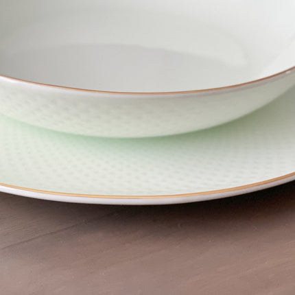 Camille Bone China Dinnerware Set - White/Pistachio