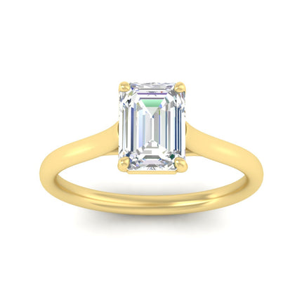 Cathedral Flat Band Emerald Cut Solitaire Engagement Ring