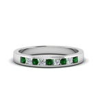 14k White Gold / Green Emerald / Lab Grown