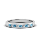 14k White Gold / Blue Topaz / Lab Grown