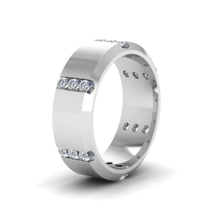 Channel Set 3 Stone Mens Anniversary Ring