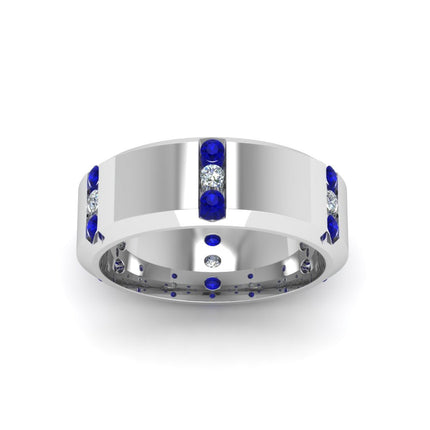 Channel Set 3 Stone Mens Anniversary Ring