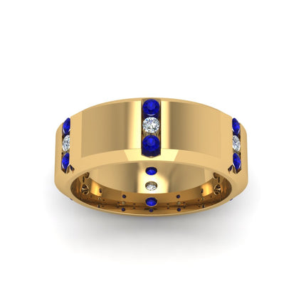 Channel Set 3 Stone Mens Anniversary Ring