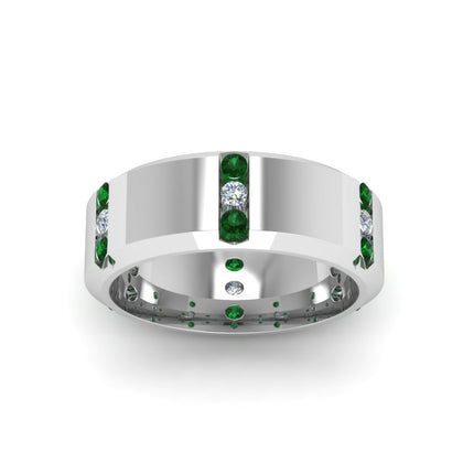 Channel Set 3 Stone Mens Anniversary Ring