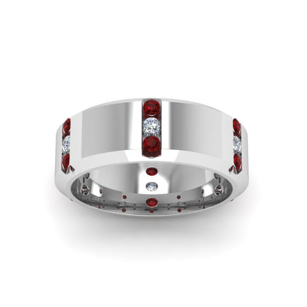 Channel Set 3 Stone Mens Anniversary Ring