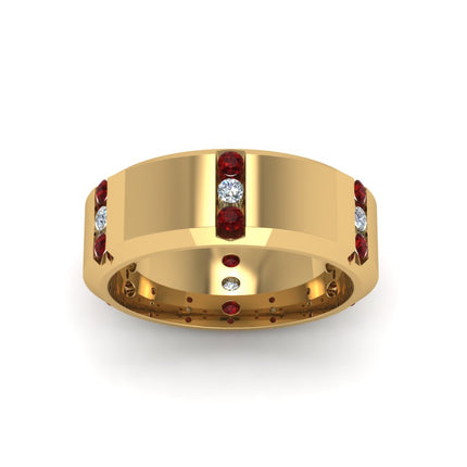 Channel Set 3 Stone Mens Anniversary Ring