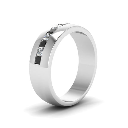 Mens Channel Set Square Wedding Ring