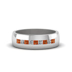 14k White Gold / Orange Sapphire / Lab Grown