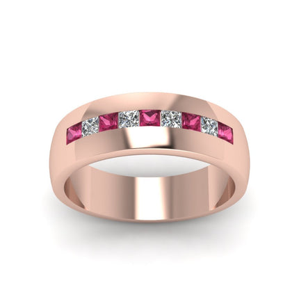 Mens Channel Set Square Wedding Ring