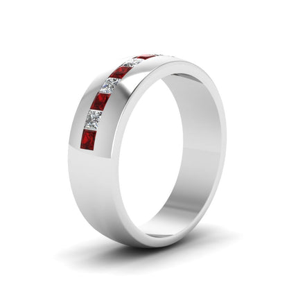 Mens Channel Set Square Wedding Ring