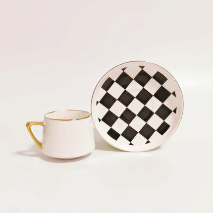 Checkered Espresso Cups - Set of 6