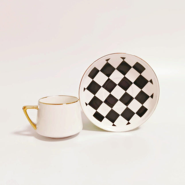 Checkered Espresso Cups - Set of 6
