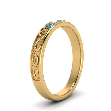 Classic Mens 3 Stone Wedding Band