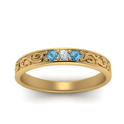 Classic Mens 3 Stone Wedding Band