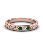 14K Rose Gold / Green Emerald / Lab Grown