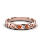 14K Rose Gold / Orange Sapphire / Lab Grown