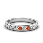 14K White Gold / Orange Sapphire / Lab Grown
