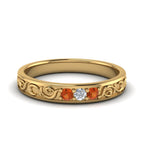 14K Yellow Gold / Orange Sapphire / Lab Grown