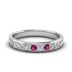 14K White Gold / Pink Sapphire / Lab Grown