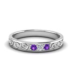 14K White Gold / Purple Amethyst / Lab Grown
