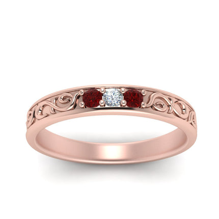 Classic Mens 3 Stone Wedding Band