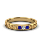 14K Yellow Gold / Blue Sapphire / Lab Grown
