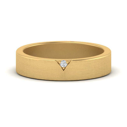 Classic V Shaped Solitaire Stone Mens Band