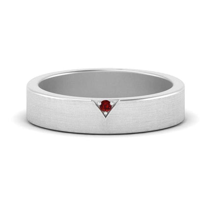 Classic V Shaped Solitaire Stone Mens Band