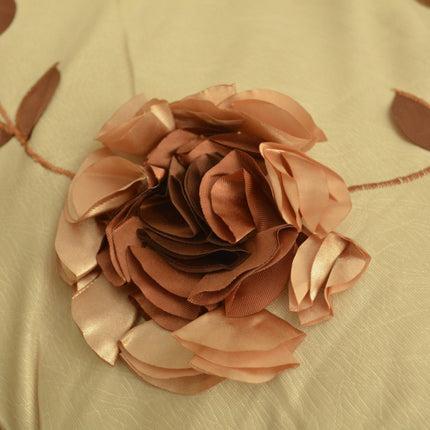 DaDa Bedding Diamond of Night Brown Beige Floral Stars Ruffles Comforter Set (BM915L)