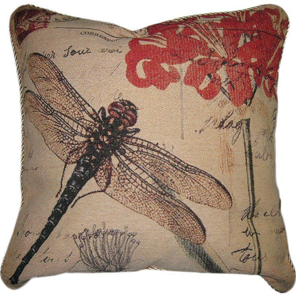 DaDa Bedding Dragonfly Dreams Elegant Insect Bug Throw Pillow Cushion Cover - 1-Piece - 18"