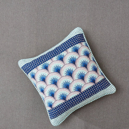 DaDa Bedding Set of 2-Pieces Mediterranean Fans Waves Minty Blue Throw Pillow Covers, 18" x 18" (JHW884)