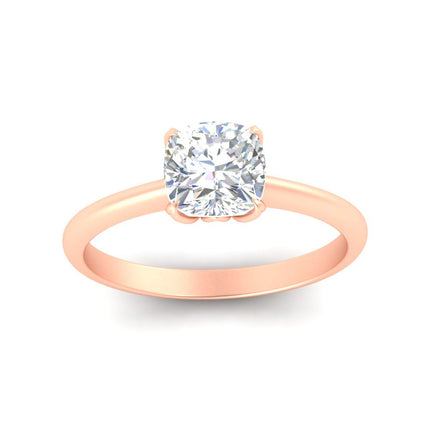 Floral Head Cushion Solitaire Cathedral Ring