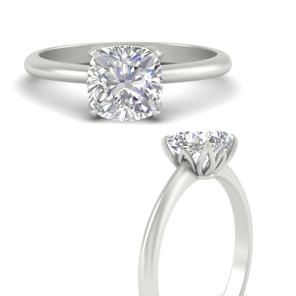 Floral Head Cushion Solitaire Cathedral Ring