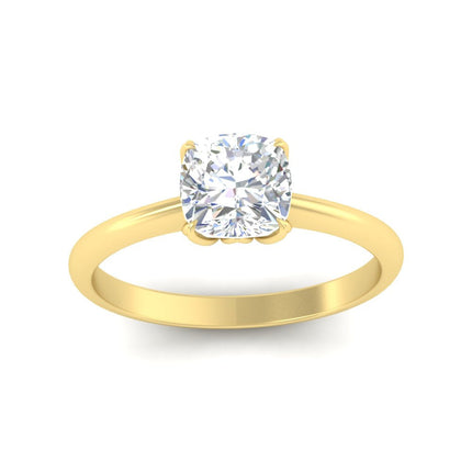 Floral Head Cushion Solitaire Cathedral Ring