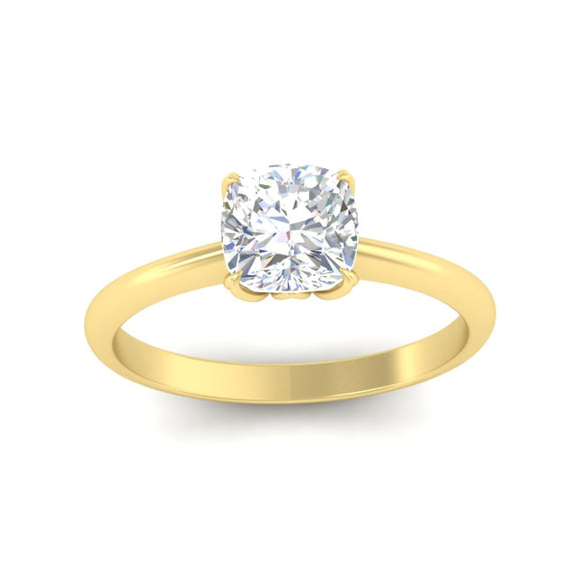 Floral Head Cushion Solitaire Cathedral Ring