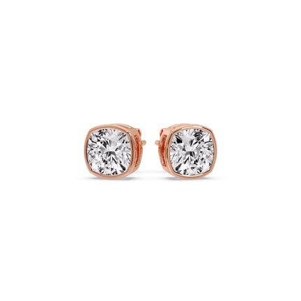 Bezel Set Cushion Diamond Stud Earrings