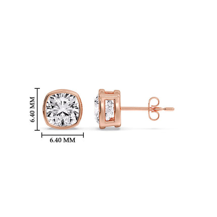 Bezel Set Cushion Diamond Stud Earrings