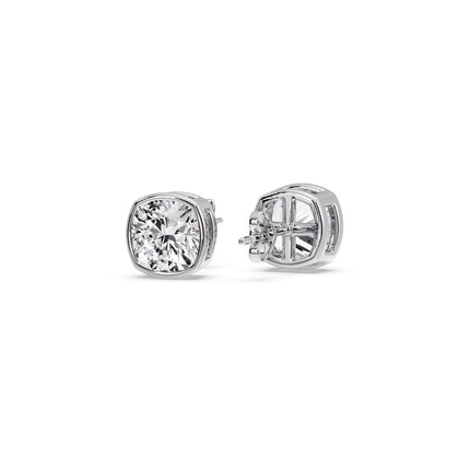 Bezel Set Cushion Diamond Stud Earrings