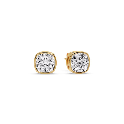 Bezel Set Cushion Diamond Stud Earrings