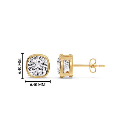 Bezel Set Cushion Diamond Stud Earrings