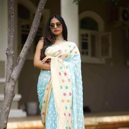 Designer Banarasi  Georgette Chiffon - Silk Saree with meenakari work