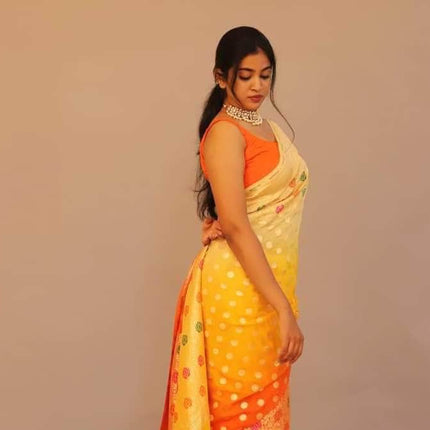 Designer Banarasi  Georgette Chiffon - Silk Saree with meenakari work